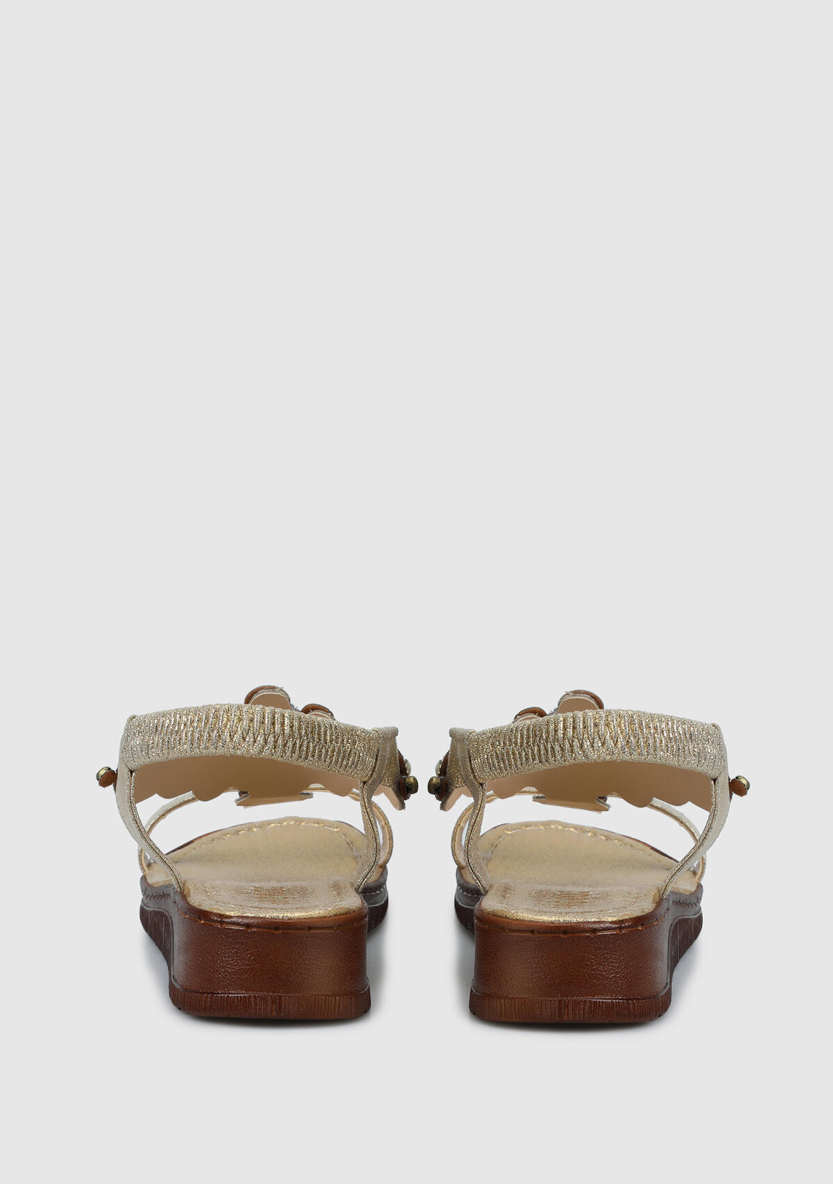 Altın Kadın Düz Sandalet