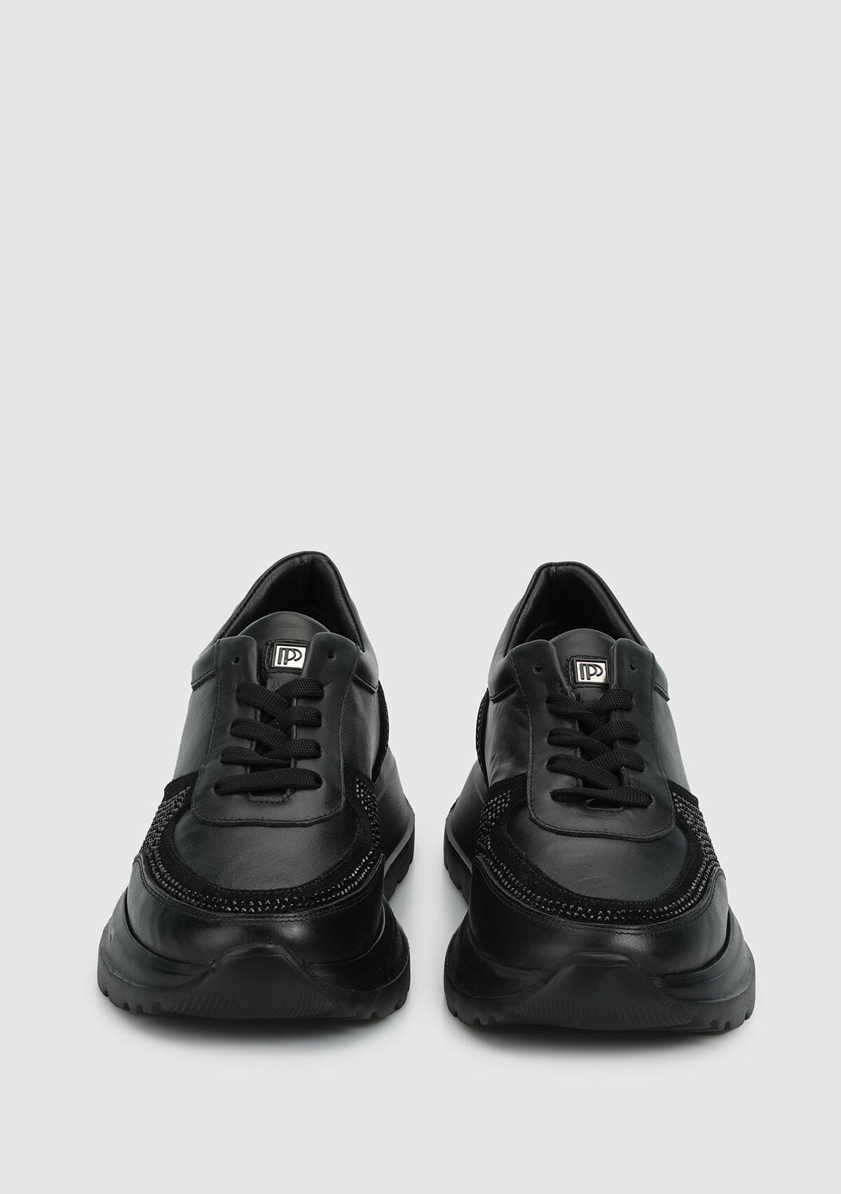 Siyah Deri Kadın Sneaker