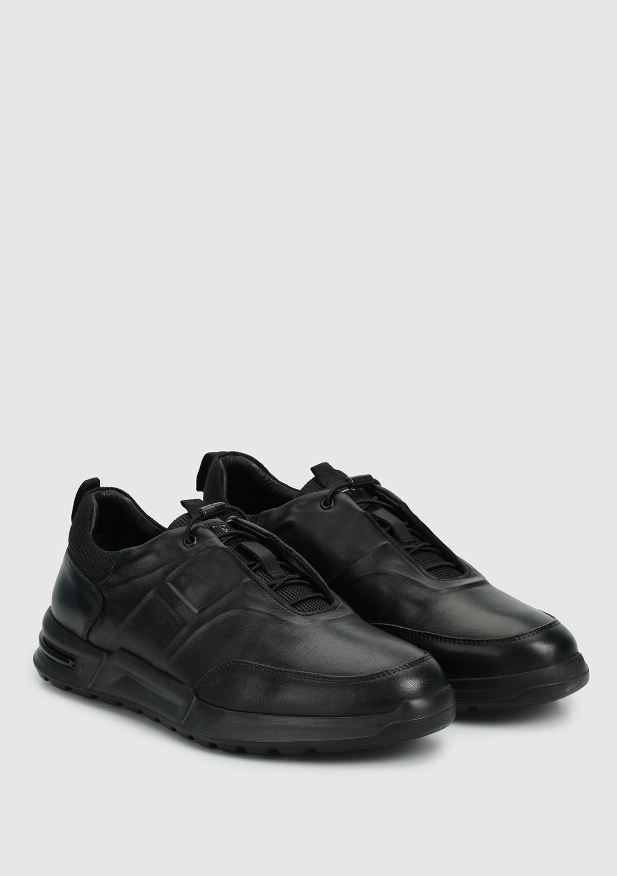 Siyah Deri Erkek Sneaker