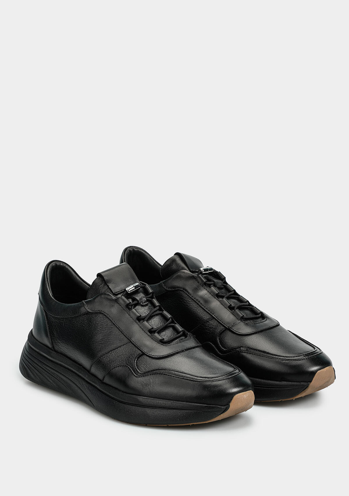 Siyah Deri Erkek Sneaker