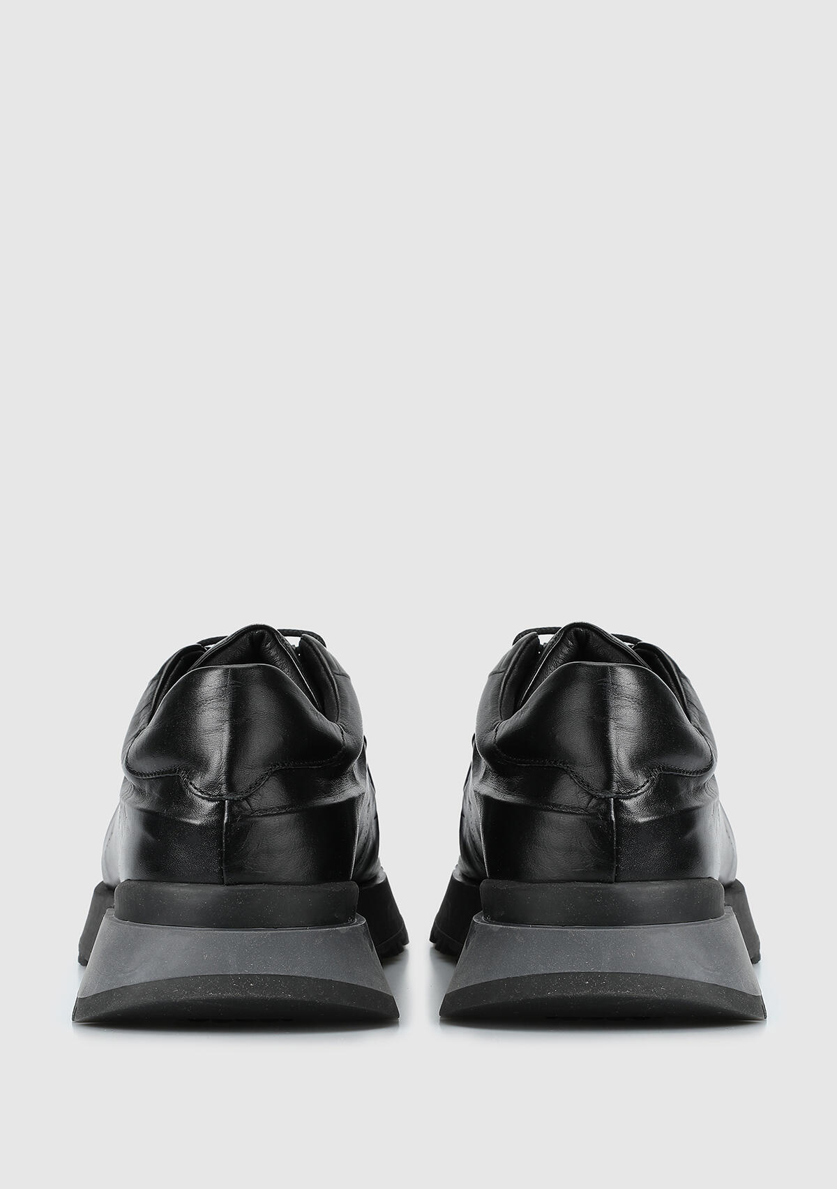 Siyah Deri Erkek Sneaker