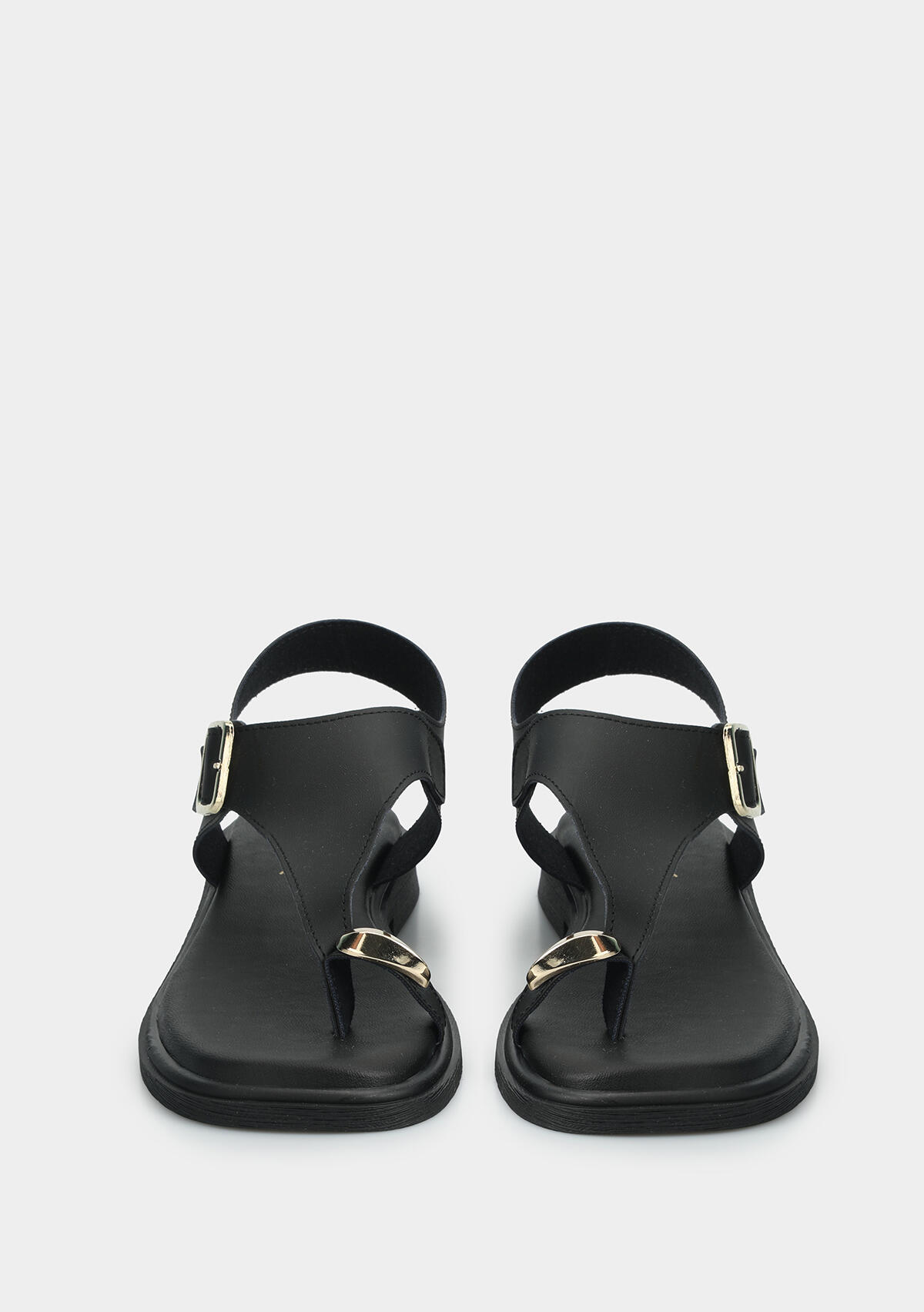 Siyah Kadın Düz Sandalet