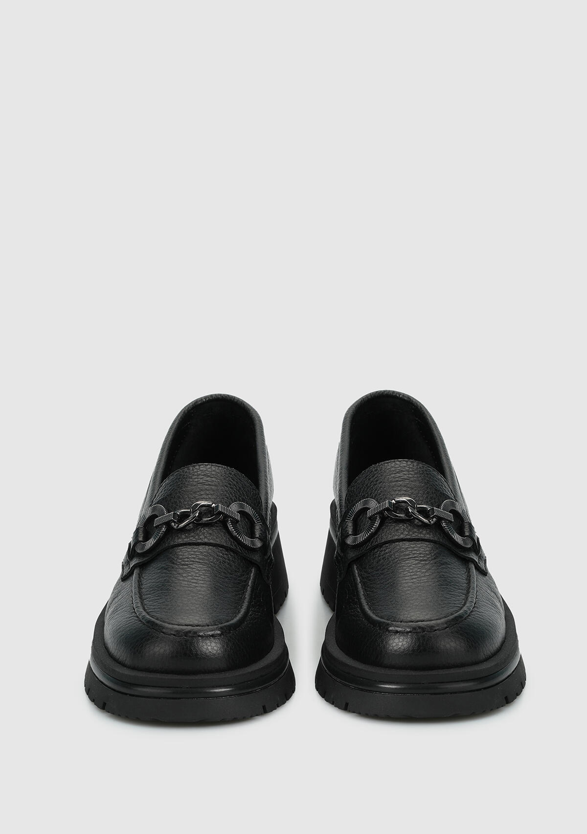 Siyah Deri Kadın Ayakkabı