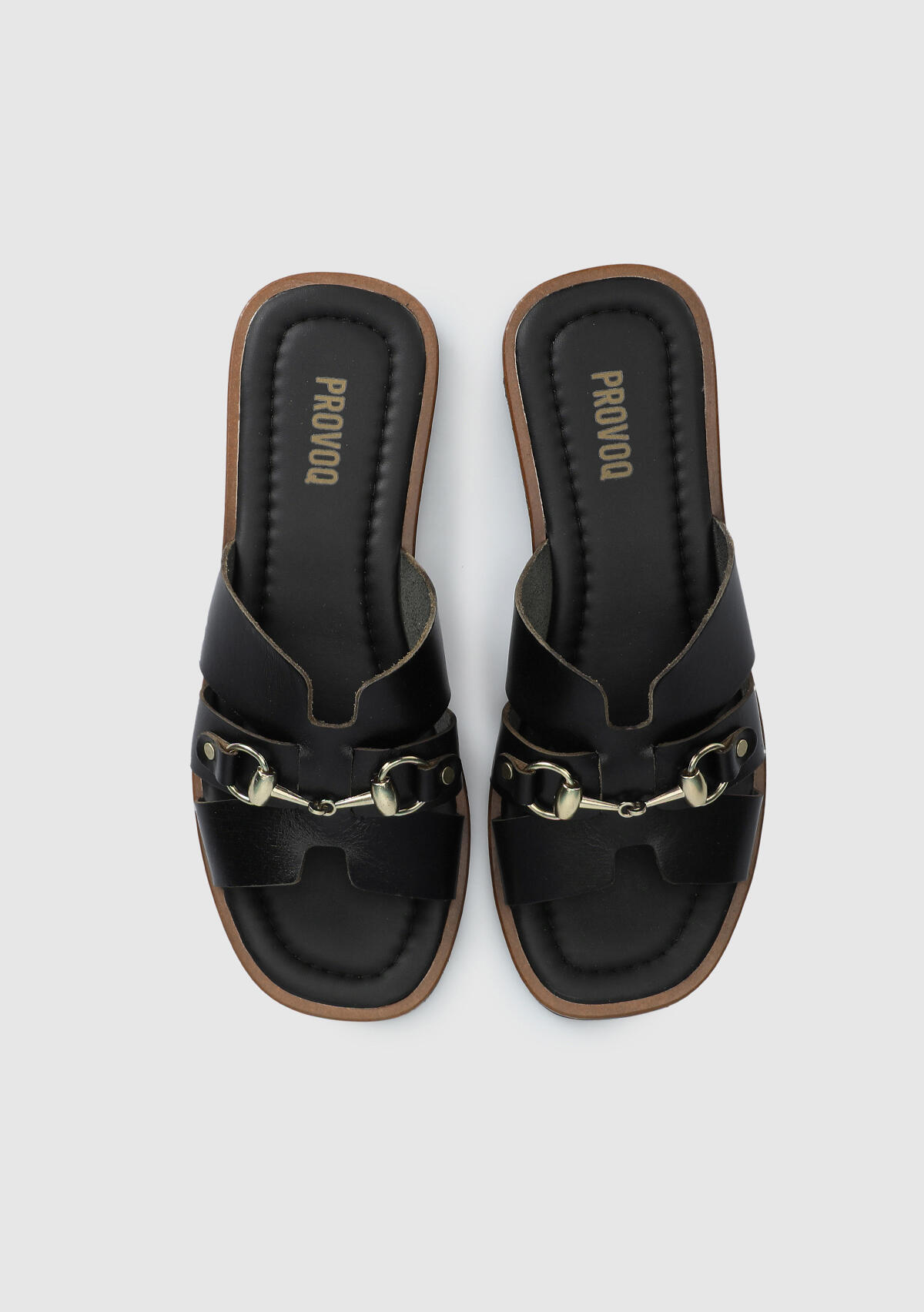 Siyah Deri Kadın Terlik