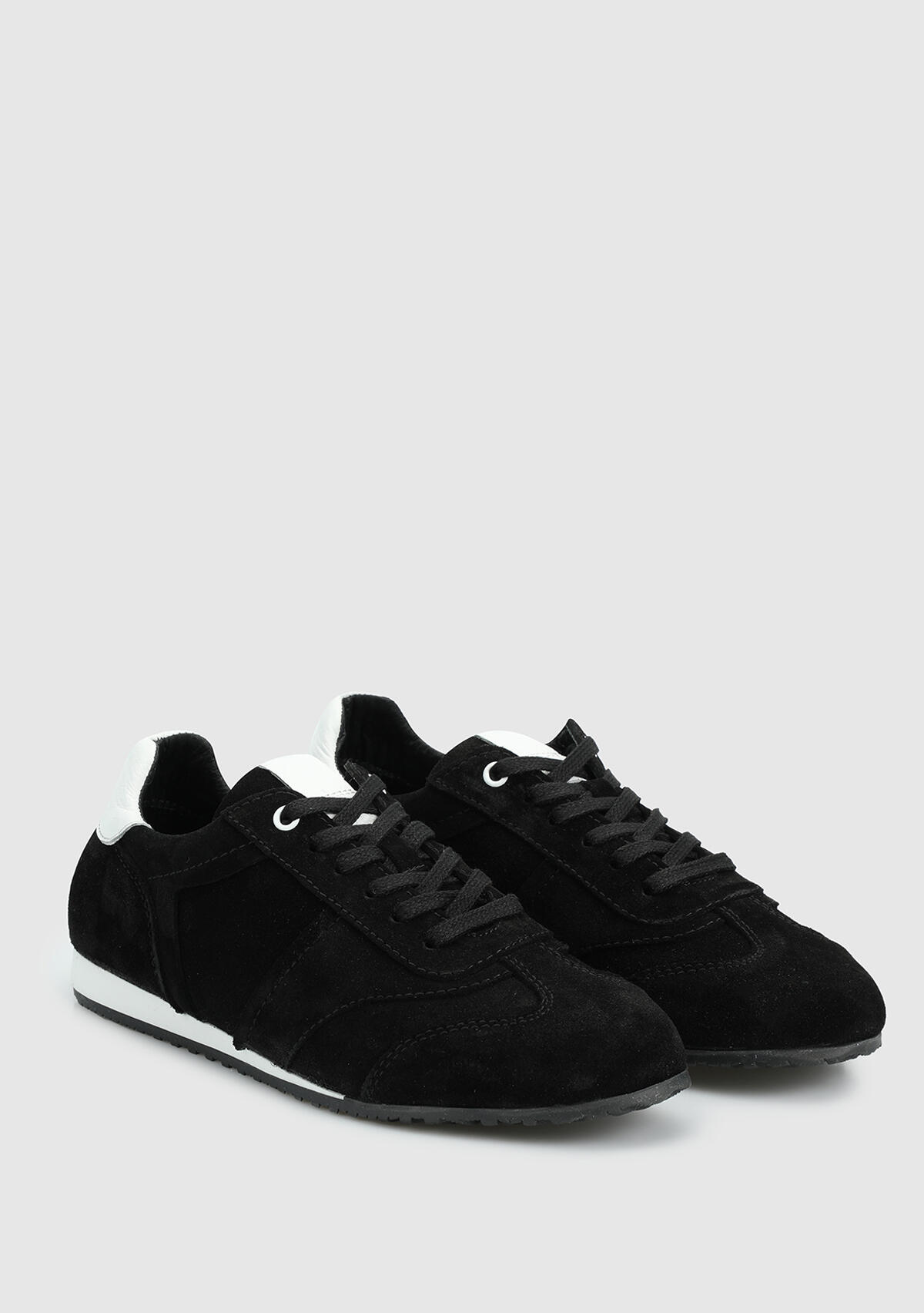 Siyah Deri Kadın Sneaker