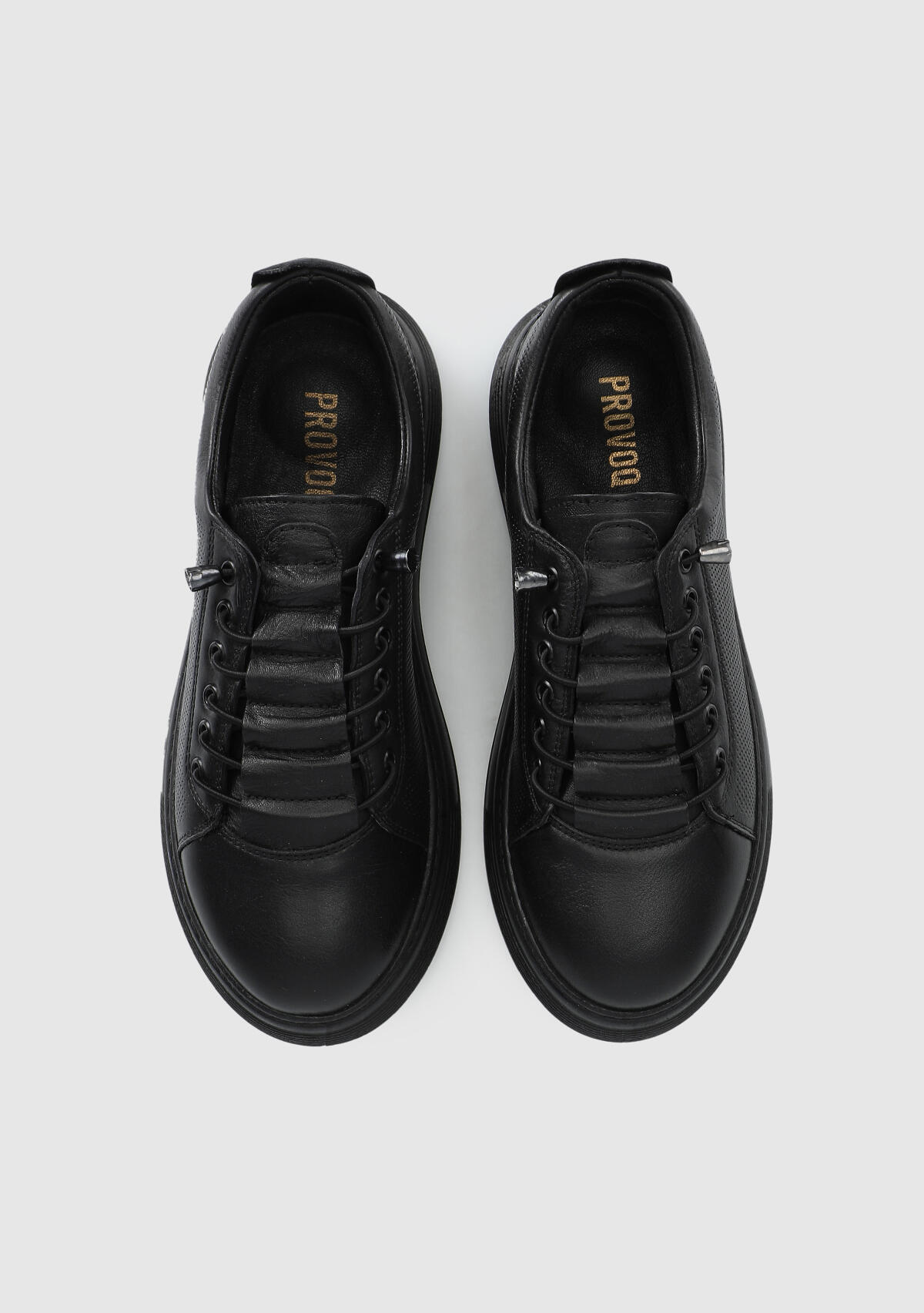 Siyah Deri Kadın Sneaker