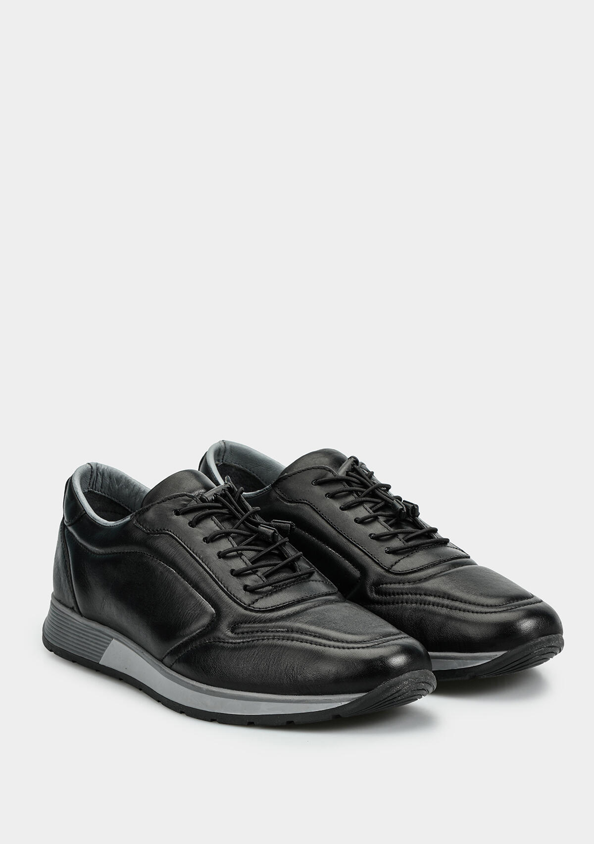 Siyah Deri Erkek Sneaker