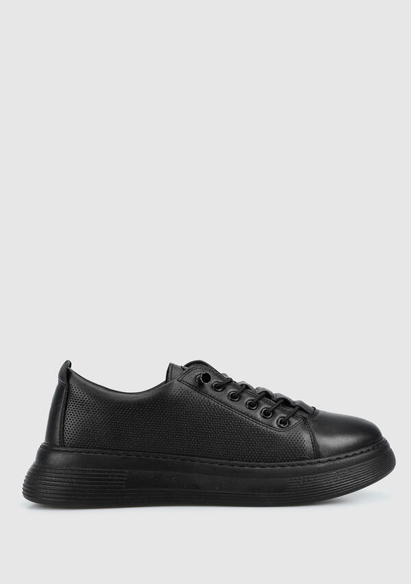 Siyah Deri Kadın Sneaker