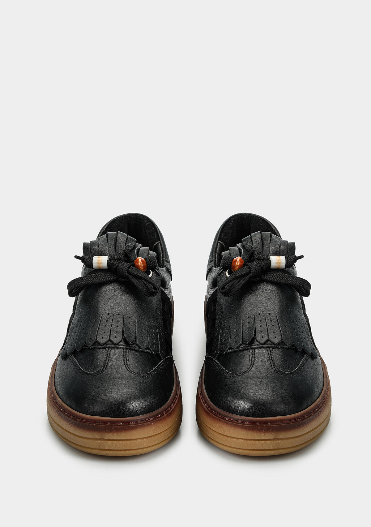 Siyah Deri Kadın Sneaker