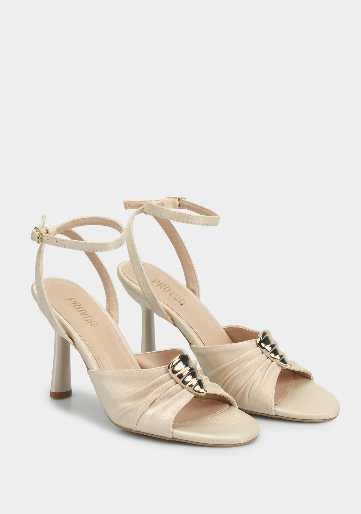 Bej Kadın Topuklu Sandalet