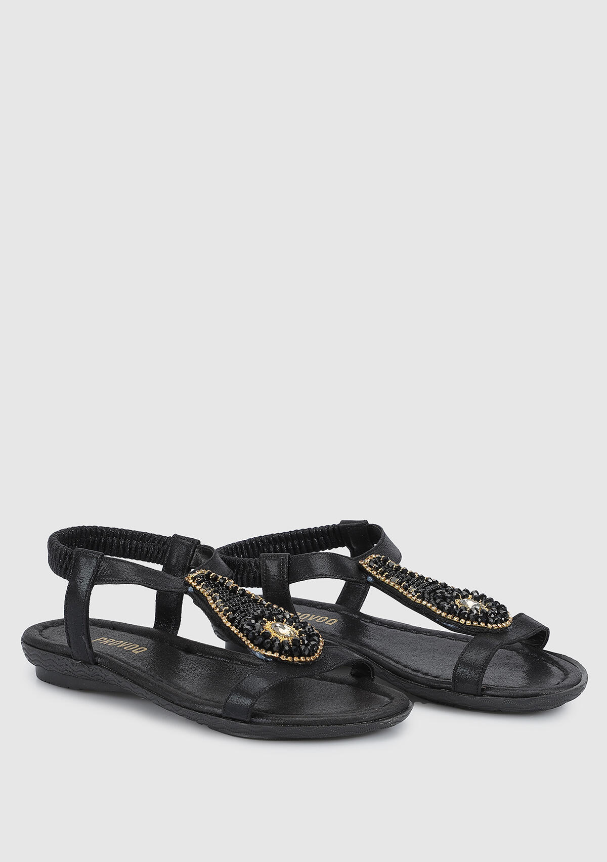 Siyah Kadın Düz Sandalet