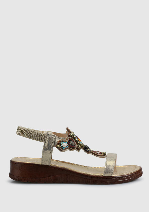 Altın Kadın Düz Sandalet