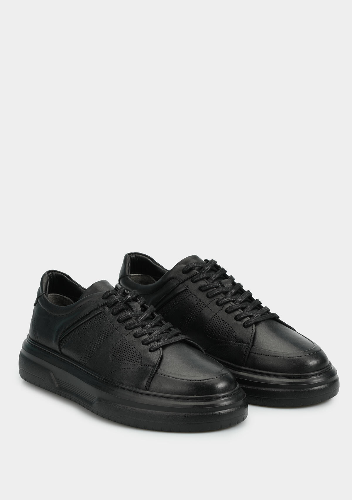 Siyah Deri Erkek Sneaker