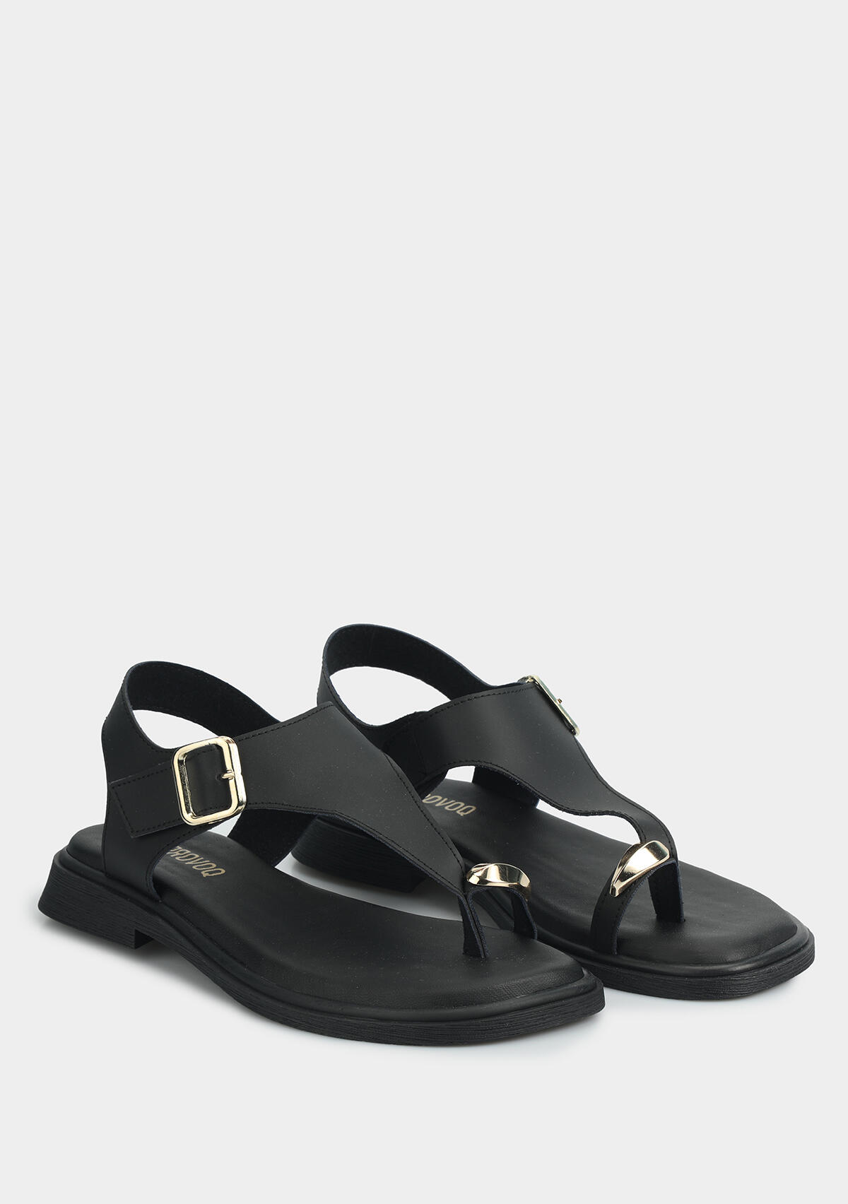 Siyah Kadın Düz Sandalet