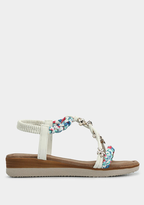 Beyaz Kadın Düz Sandalet