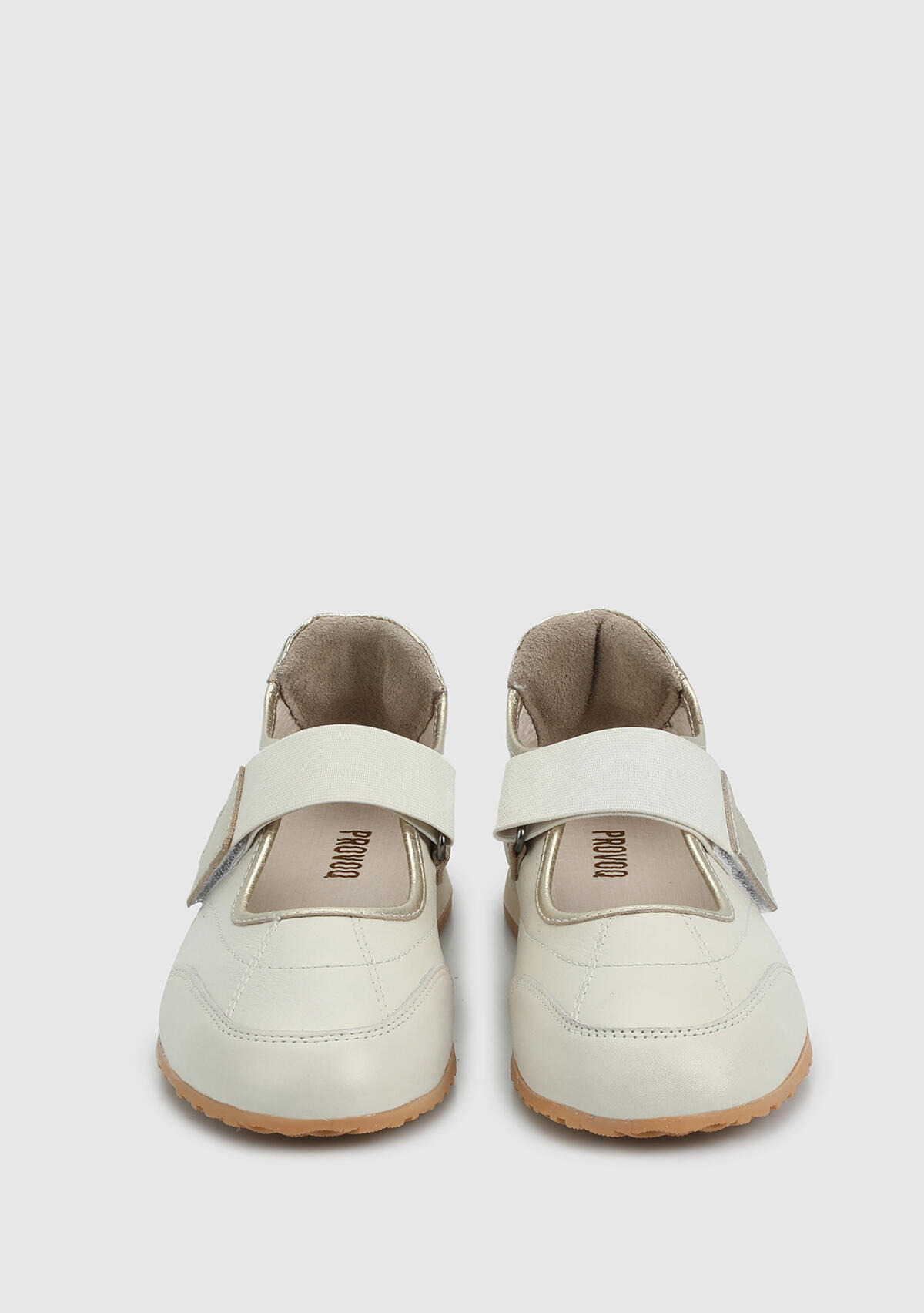 Ekru Deri Kadın Sneaker