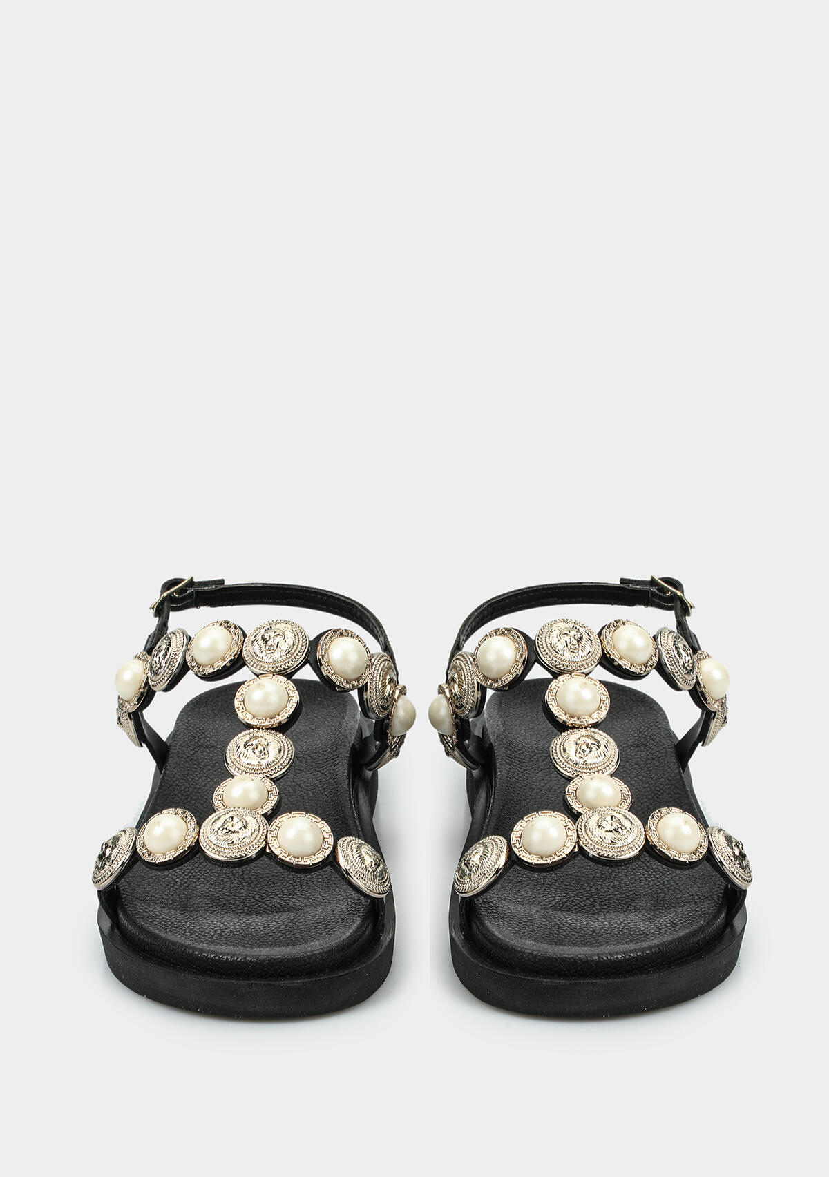 Siyah Kadın Düz Sandalet