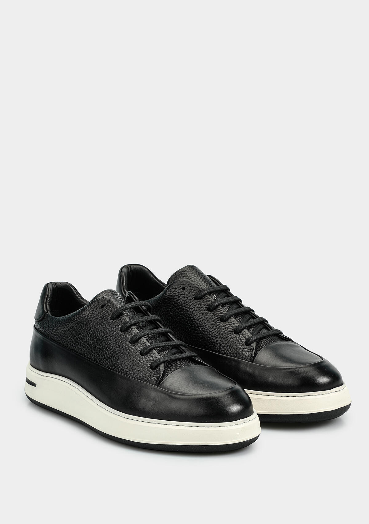 Siyah Deri Erkek Sneaker