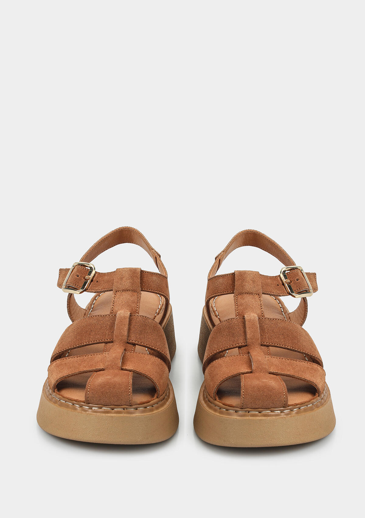 Taba Deri Kadın Düz Sandalet