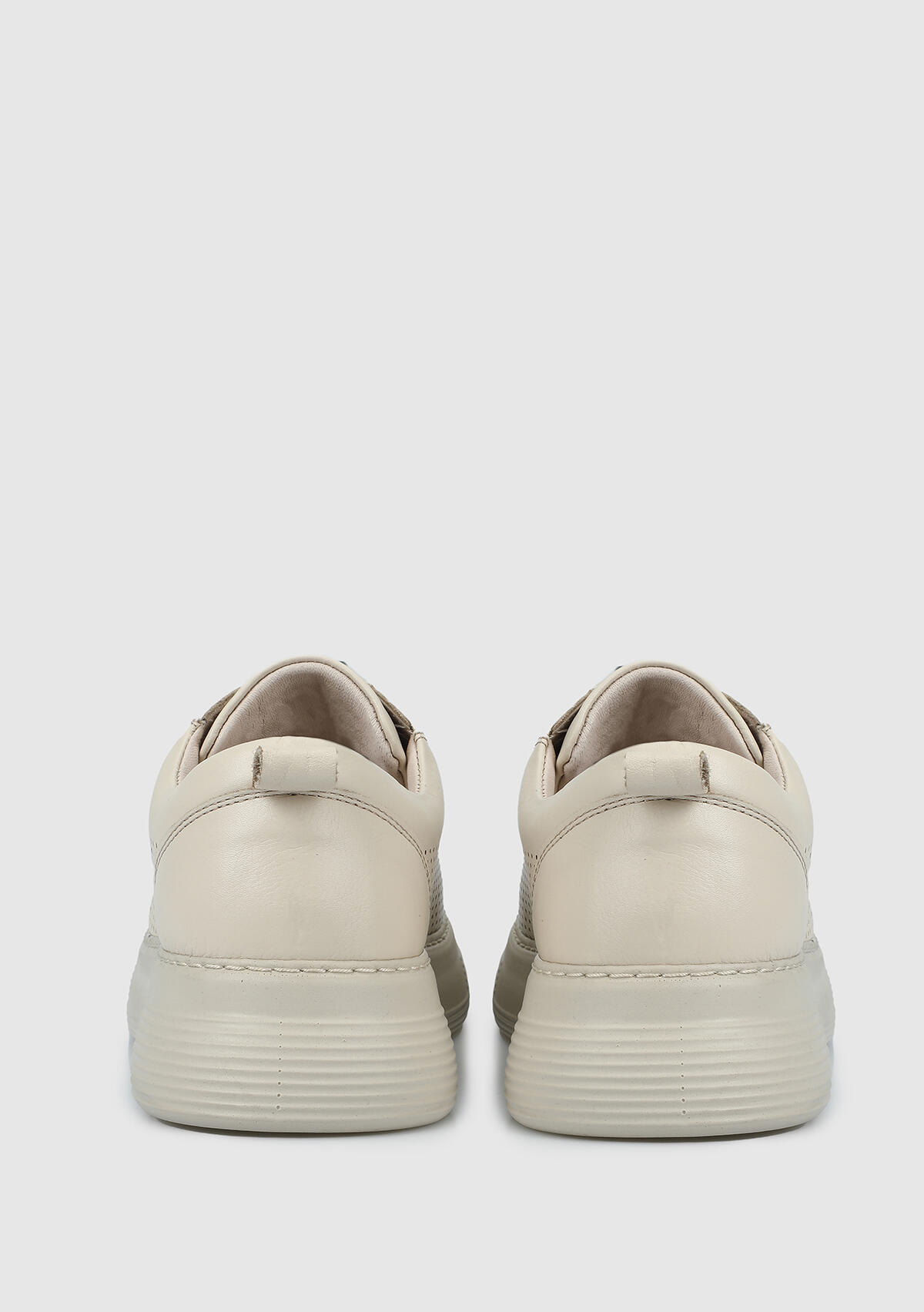Bej Deri Kadın Sneaker