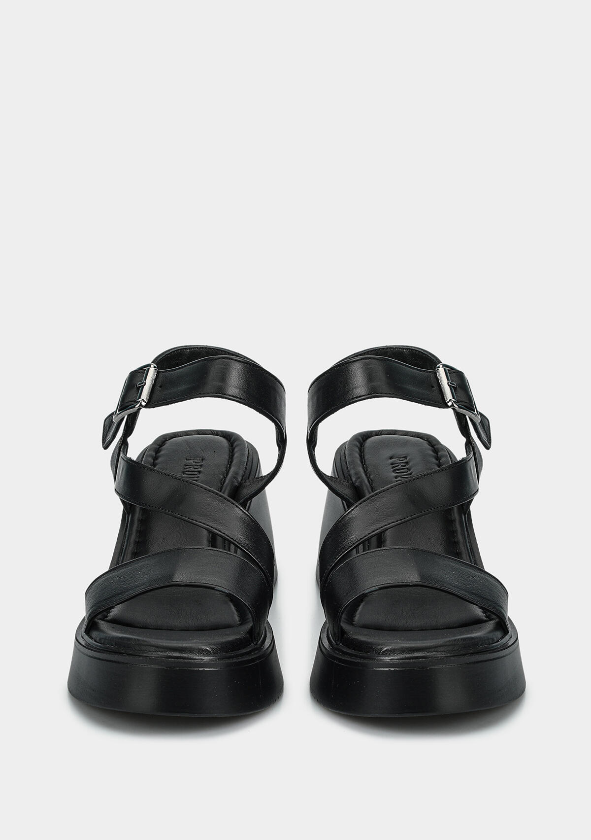 Siyah Deri Kadın Topuklu Sandalet