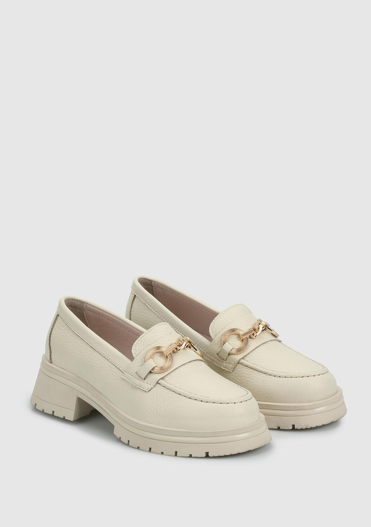 Bej Deri Kadın Ayakkabı