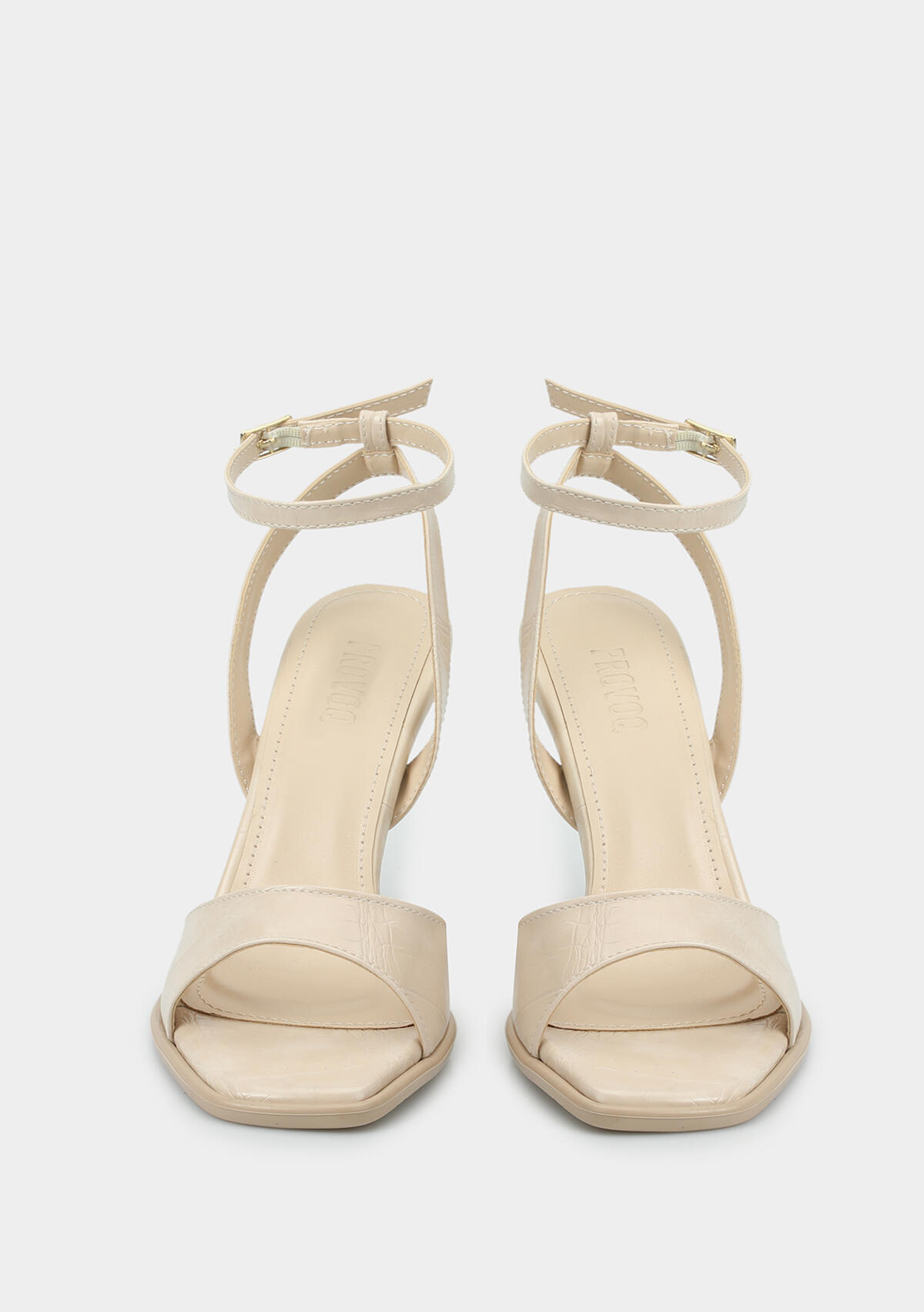Ekru Kadın Topuklu Sandalet