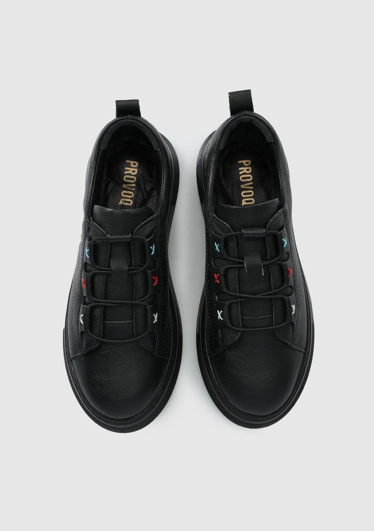 Siyah Deri Kadın Sneaker