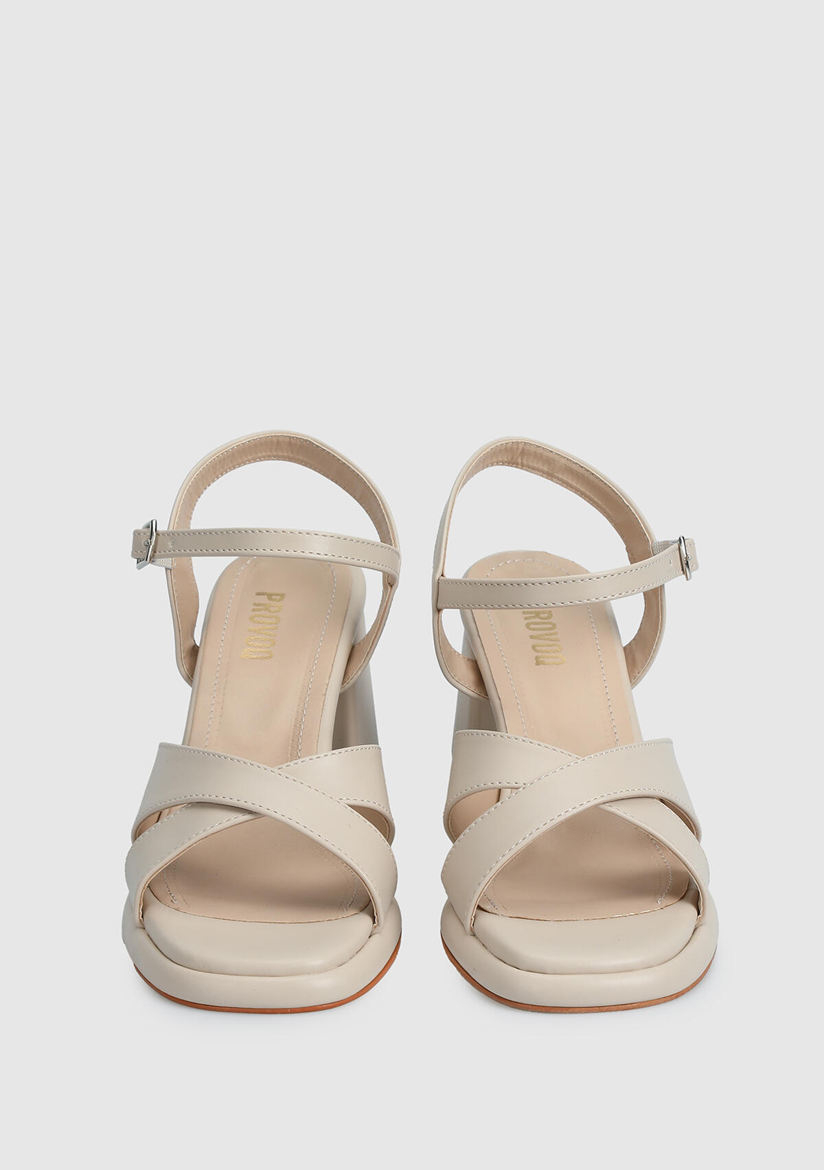 Bej Kadın Topuklu Sandalet