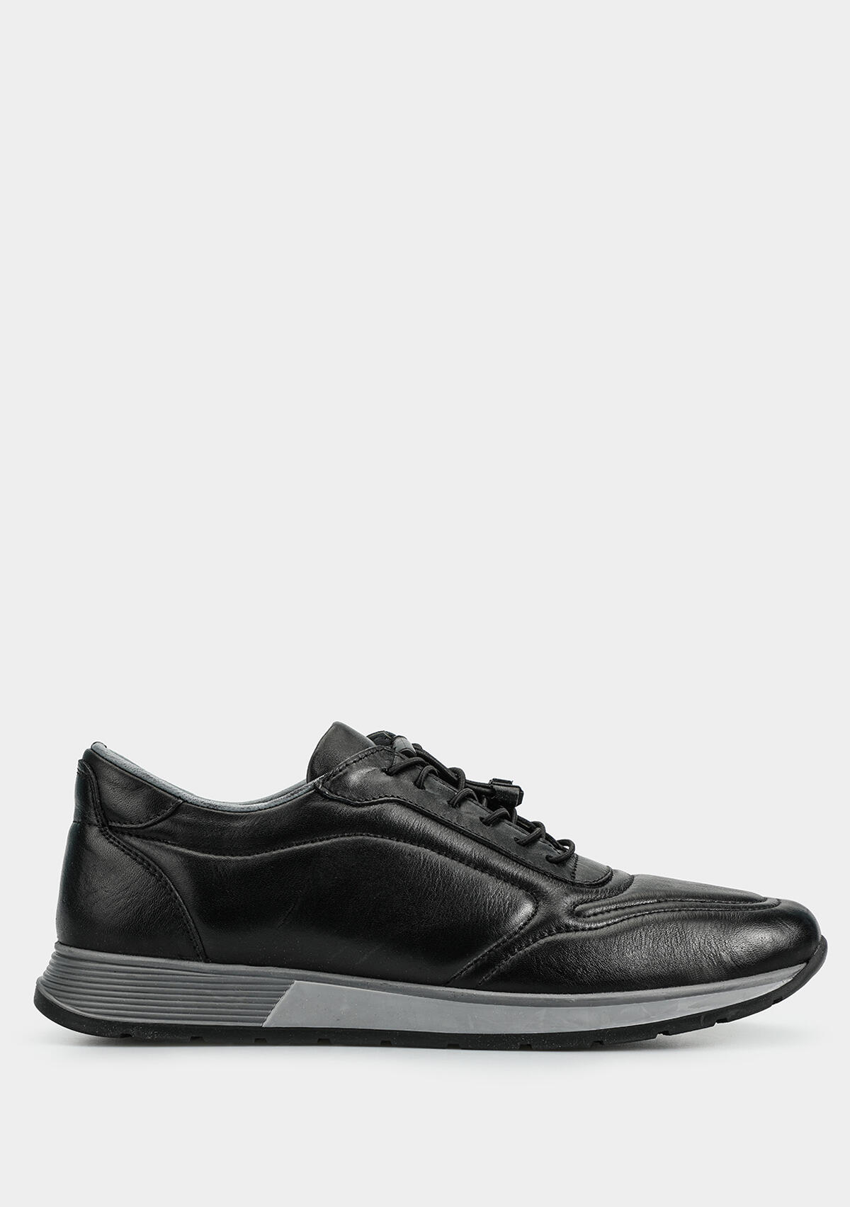 Siyah Deri Erkek Sneaker