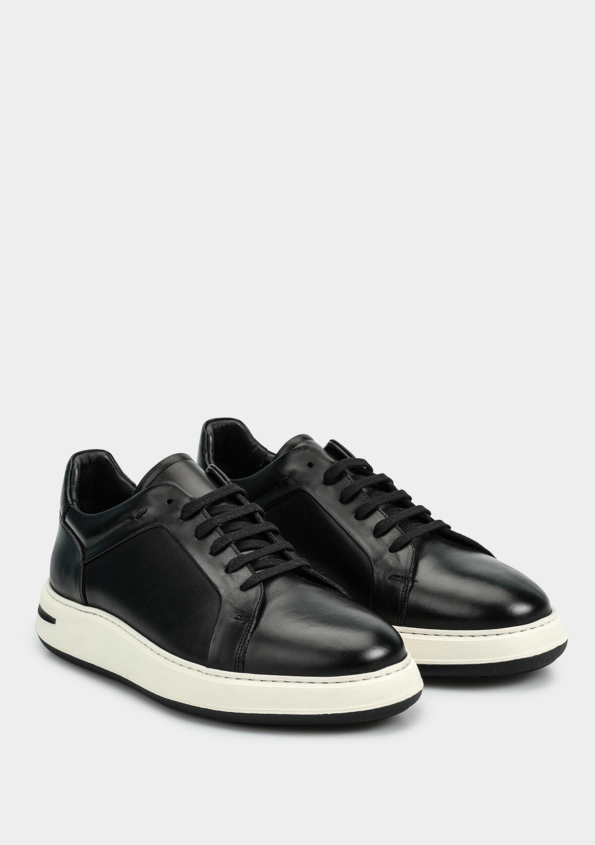 Siyah Deri Erkek Sneaker