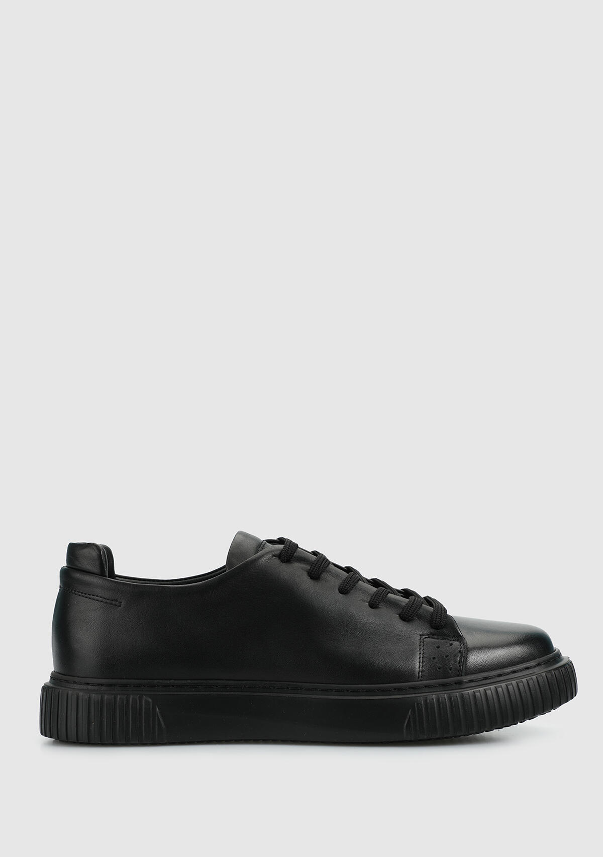 Siyah Deri Erkek Sneaker