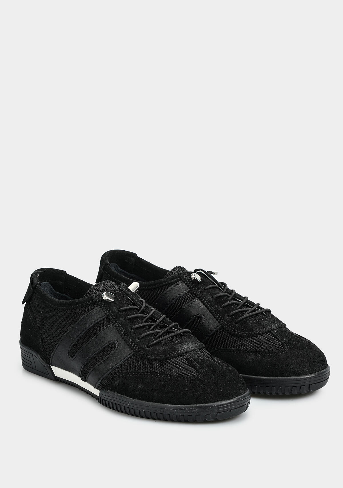 Siyah Deri Kadın Sneaker