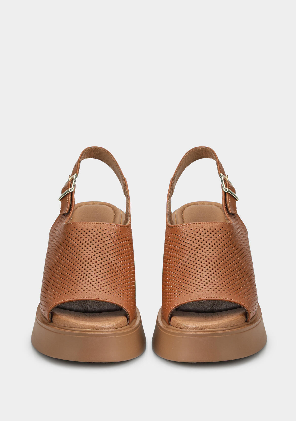 Taba Deri Kadın Topuklu Sandalet