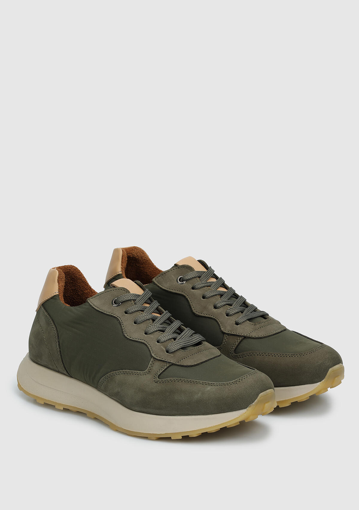 Haki Deri Erkek Sneaker