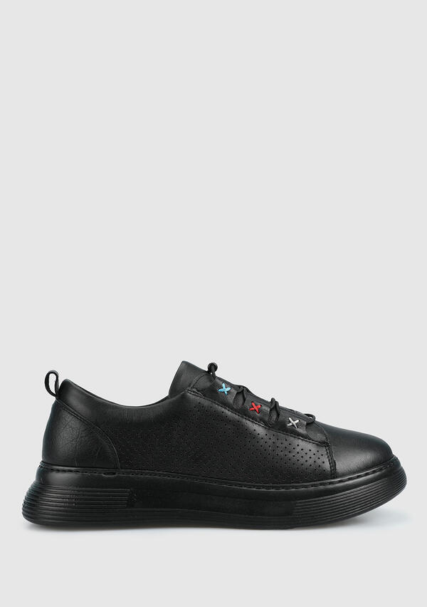 Siyah Deri Kadın Sneaker