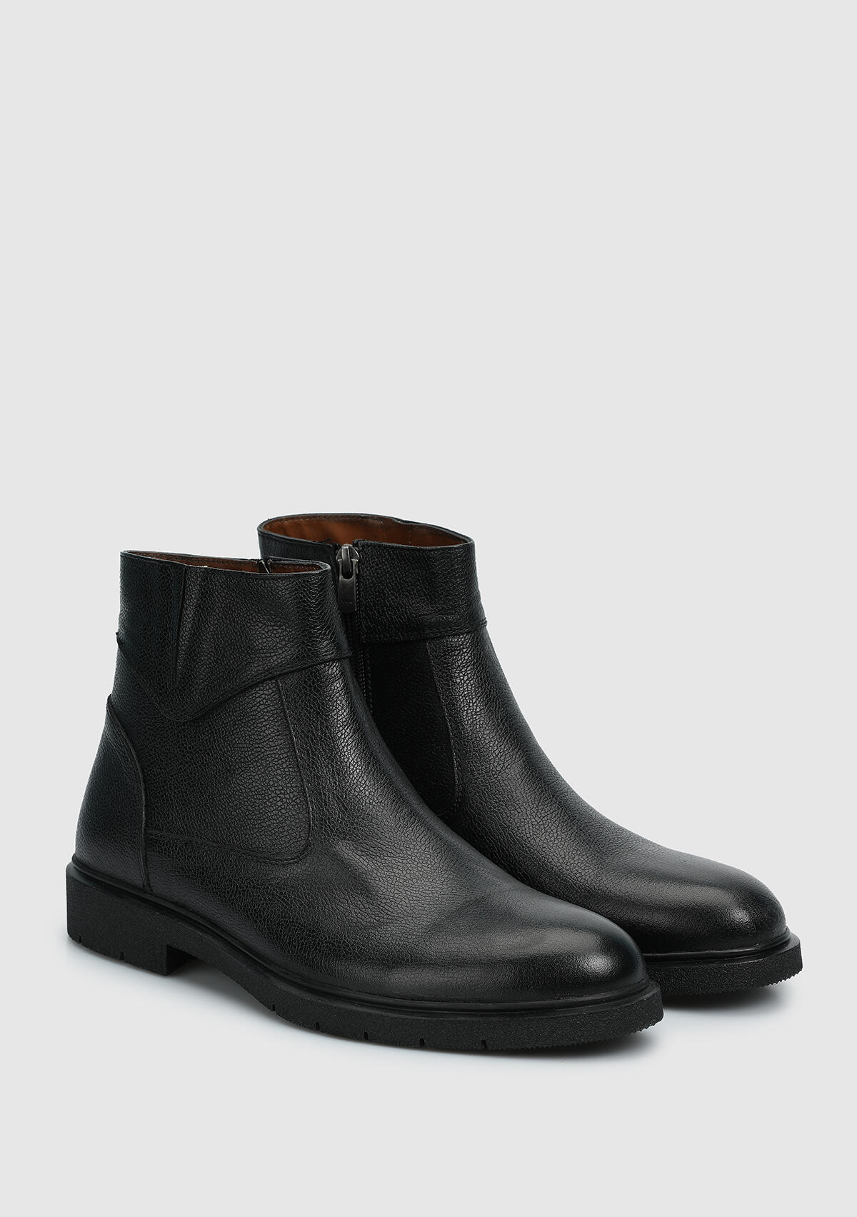 Siyah Deri Erkek Bot