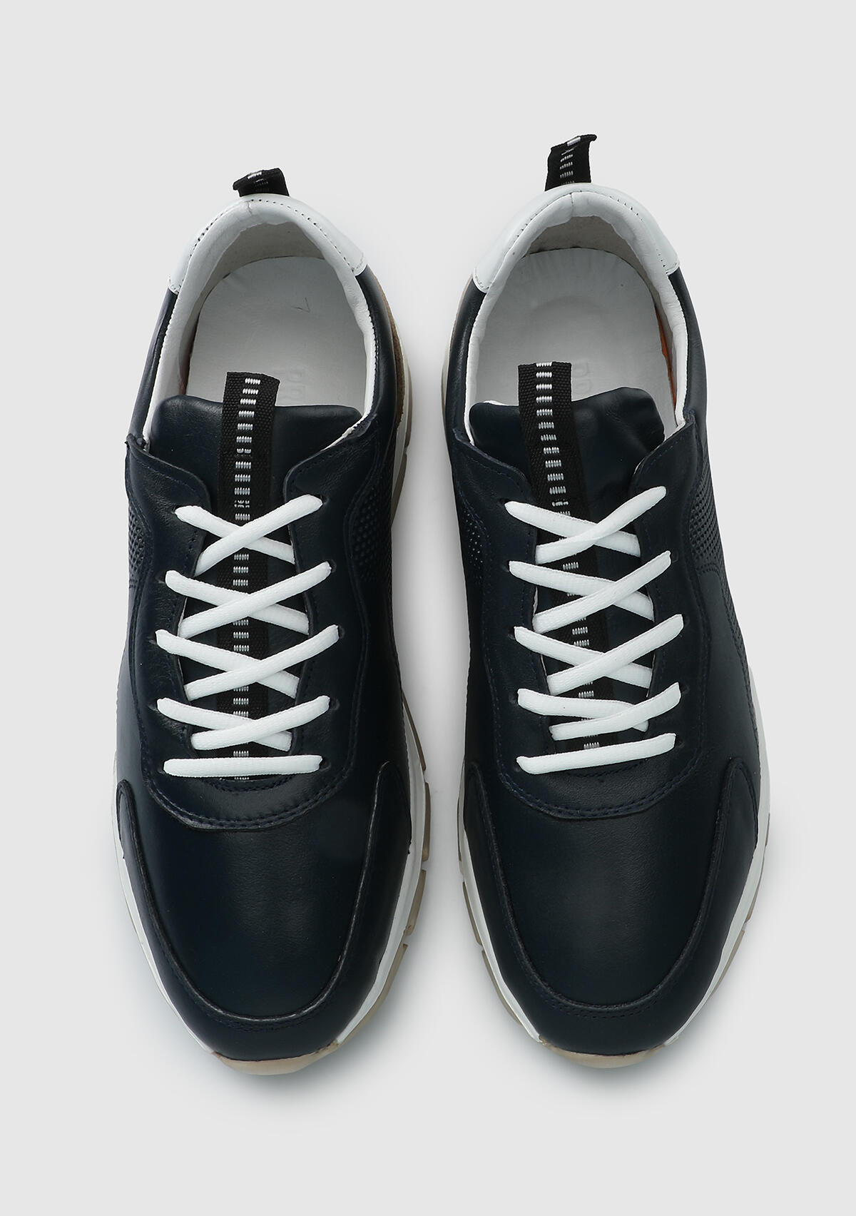 Lacivert Deri Erkek Sneaker
