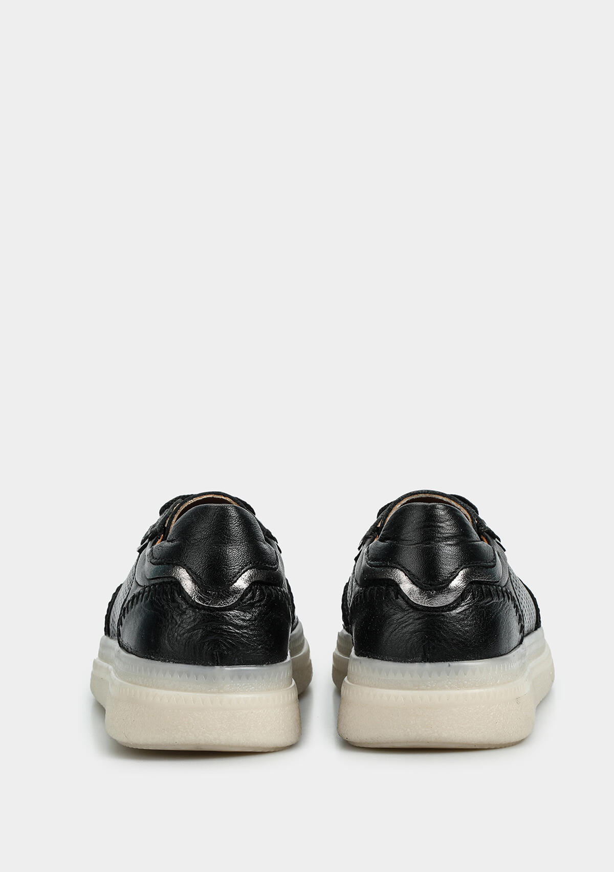 Siyah Deri Kadın Sneaker