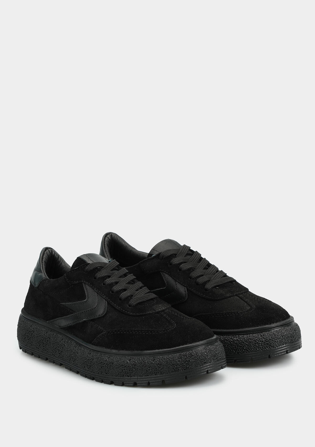 Siyah Deri Kadın Sneaker