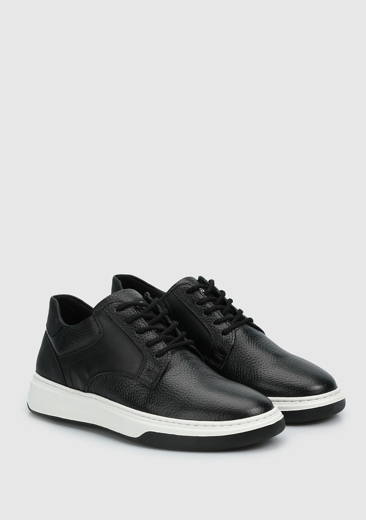 Siyah Deri Erkek Sneaker