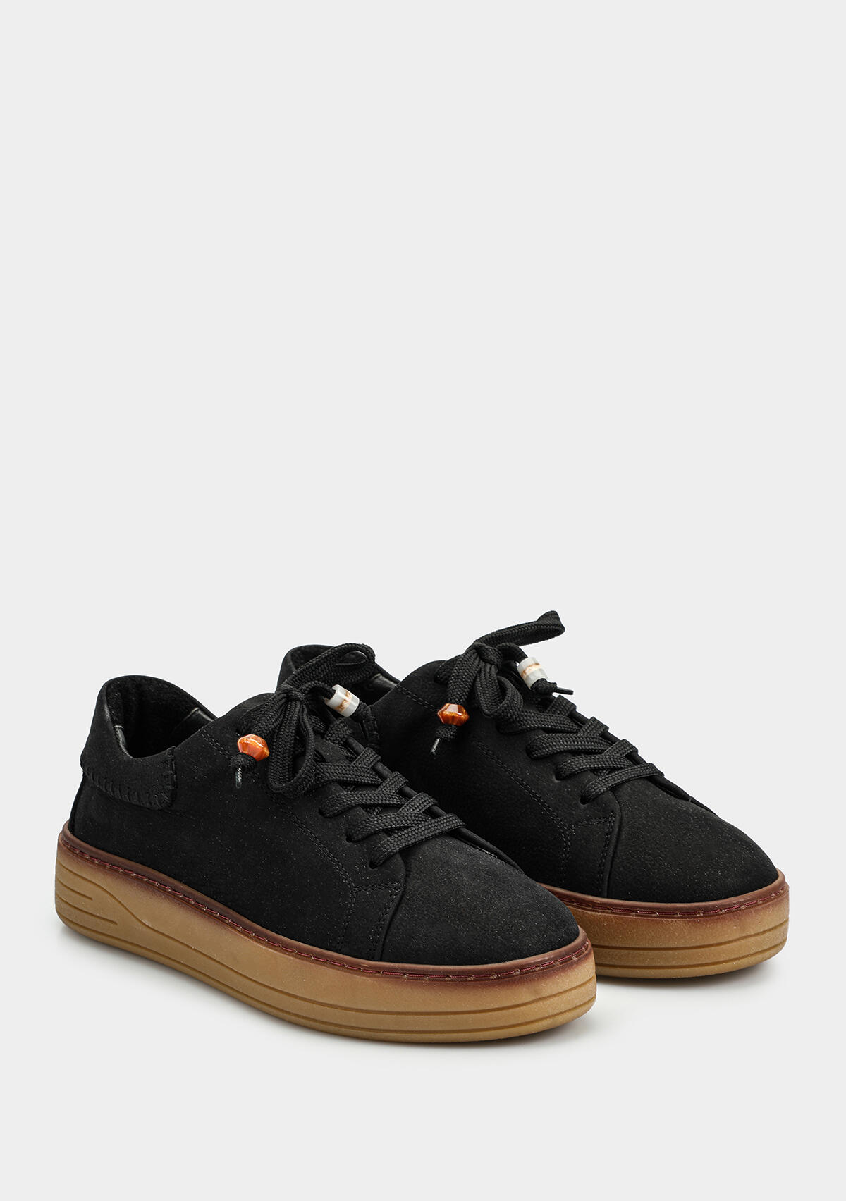 Siyah Deri Kadın Sneaker