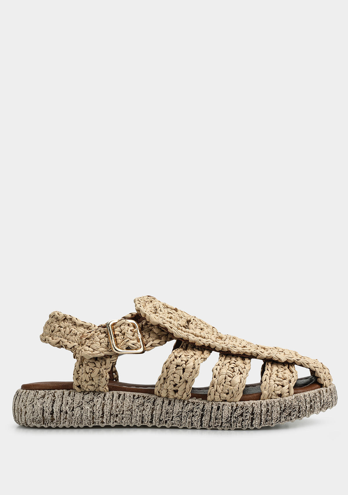 Bej Kadın Düz Sandalet