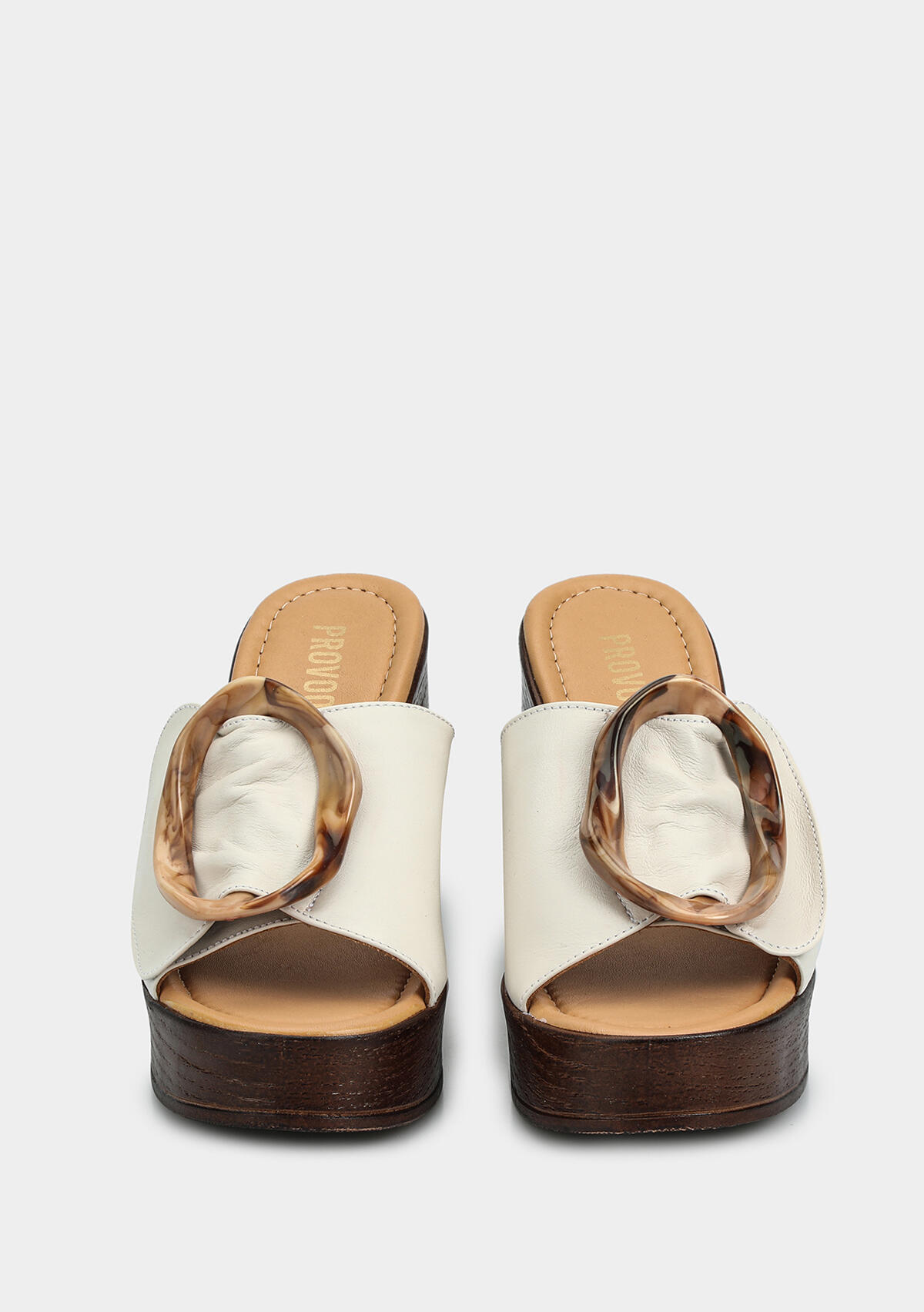 Ekru Deri Kadın Terlik