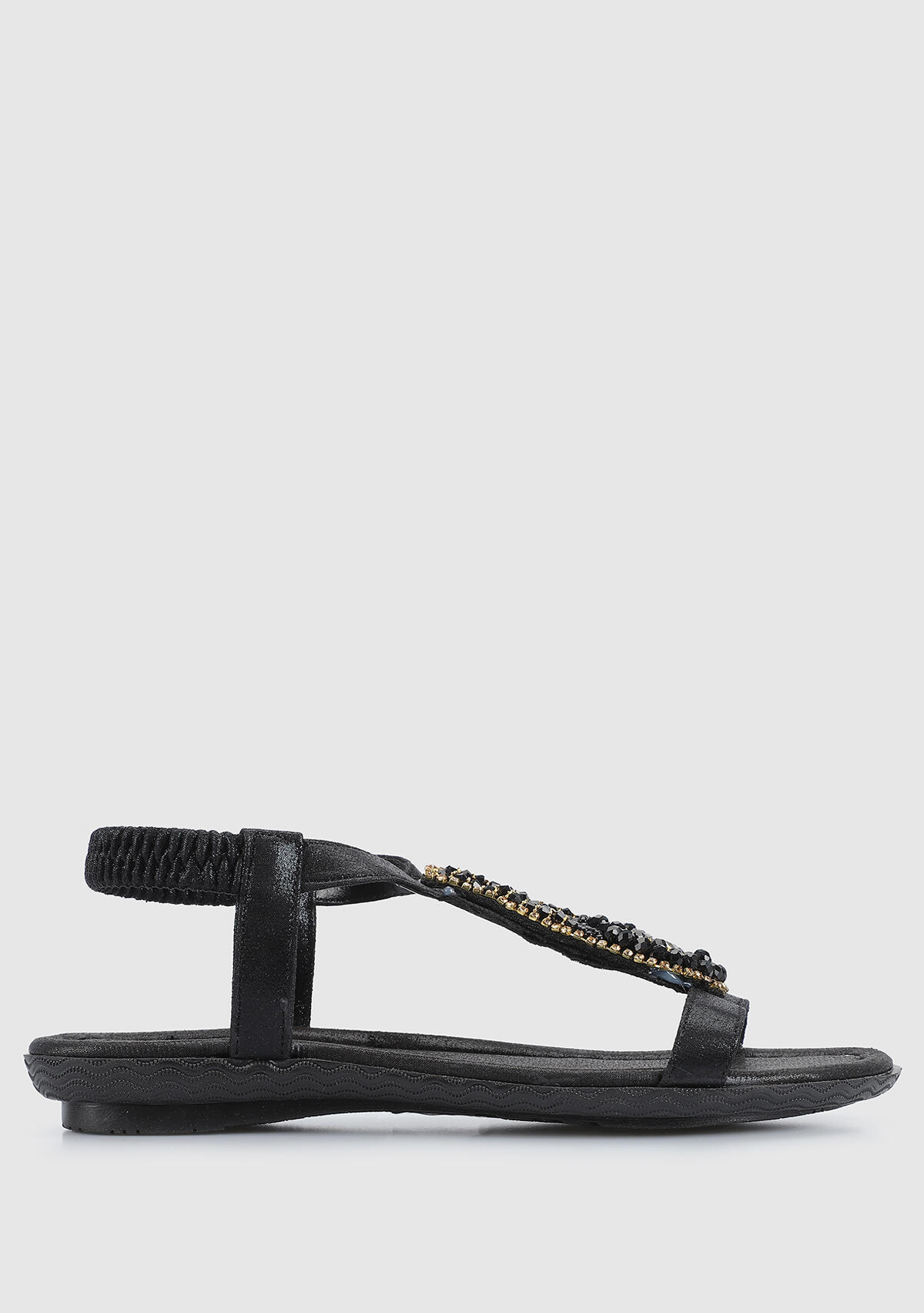 Siyah Kadın Düz Sandalet