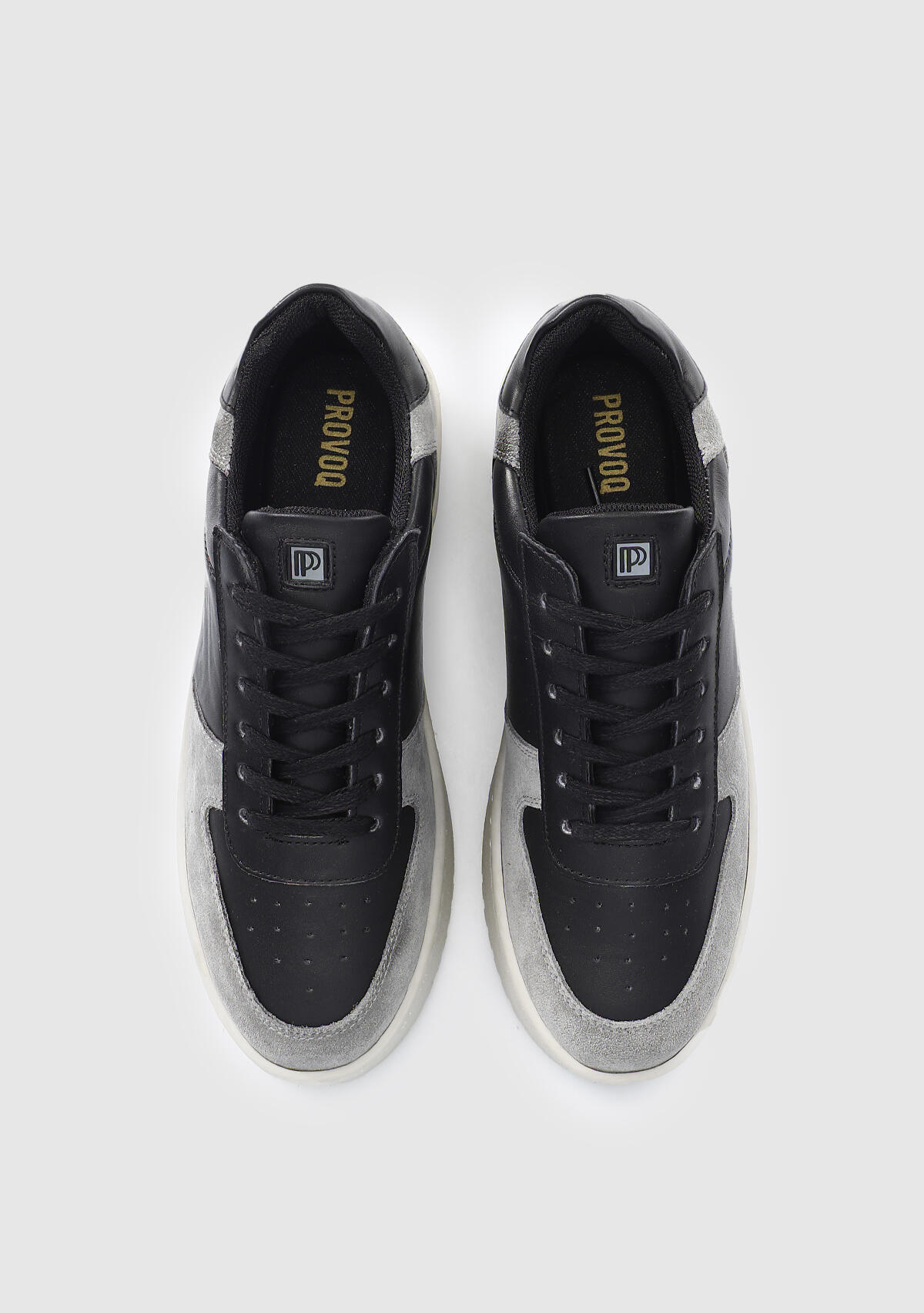 Gri Deri Kadın Sneaker