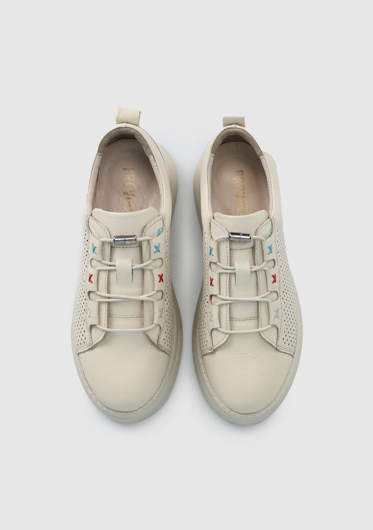 Bej Deri Kadın Sneaker