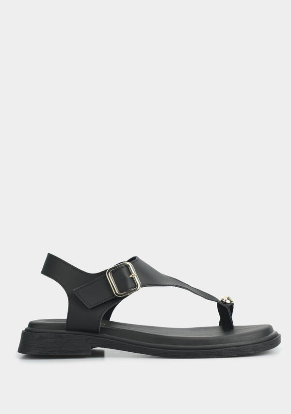 Siyah Kadın Düz Sandalet