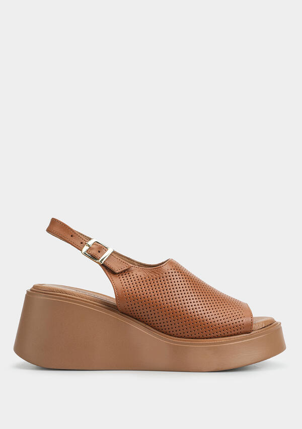 Taba Deri Kadın Topuklu Sandalet