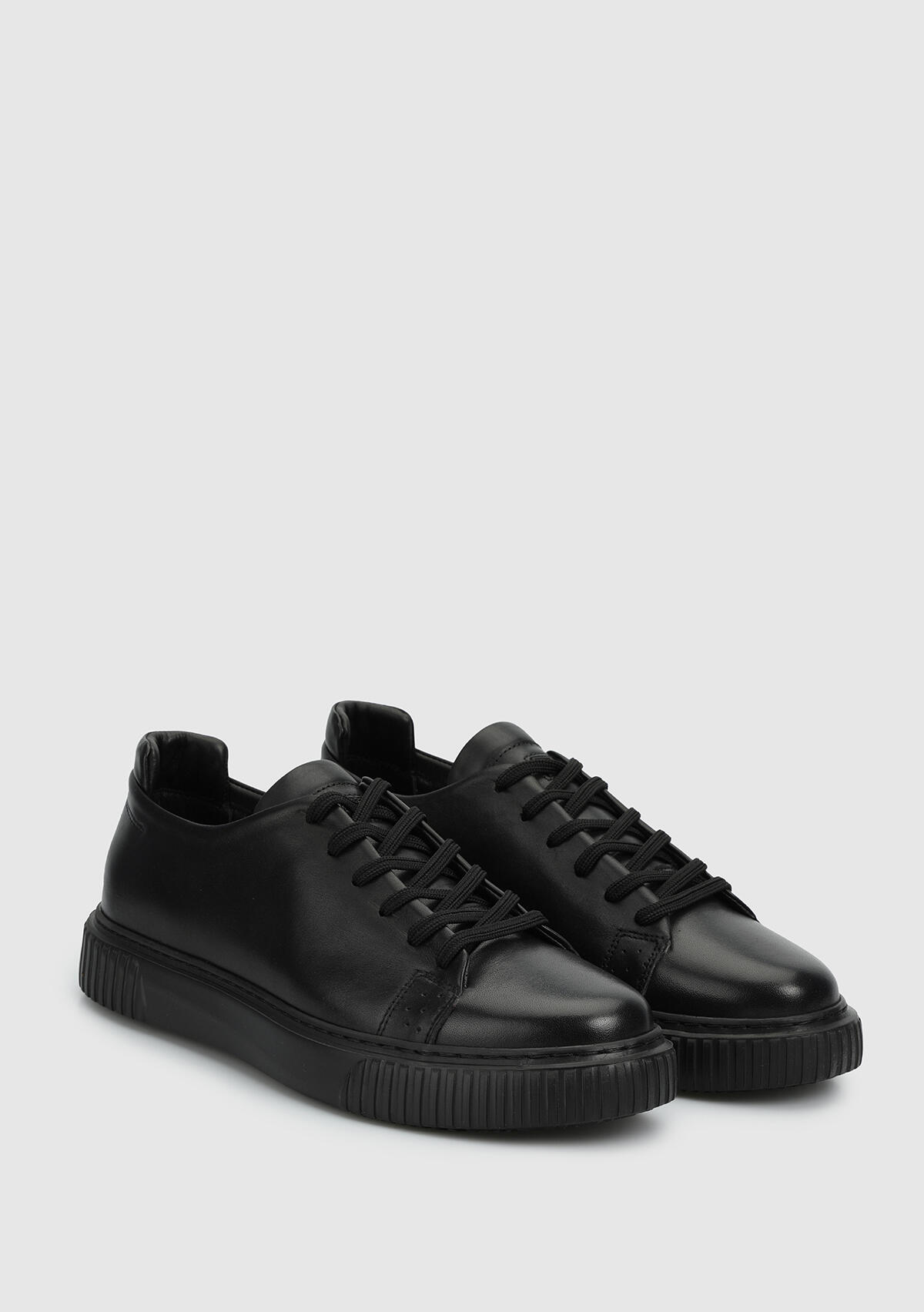 Siyah Deri Erkek Sneaker
